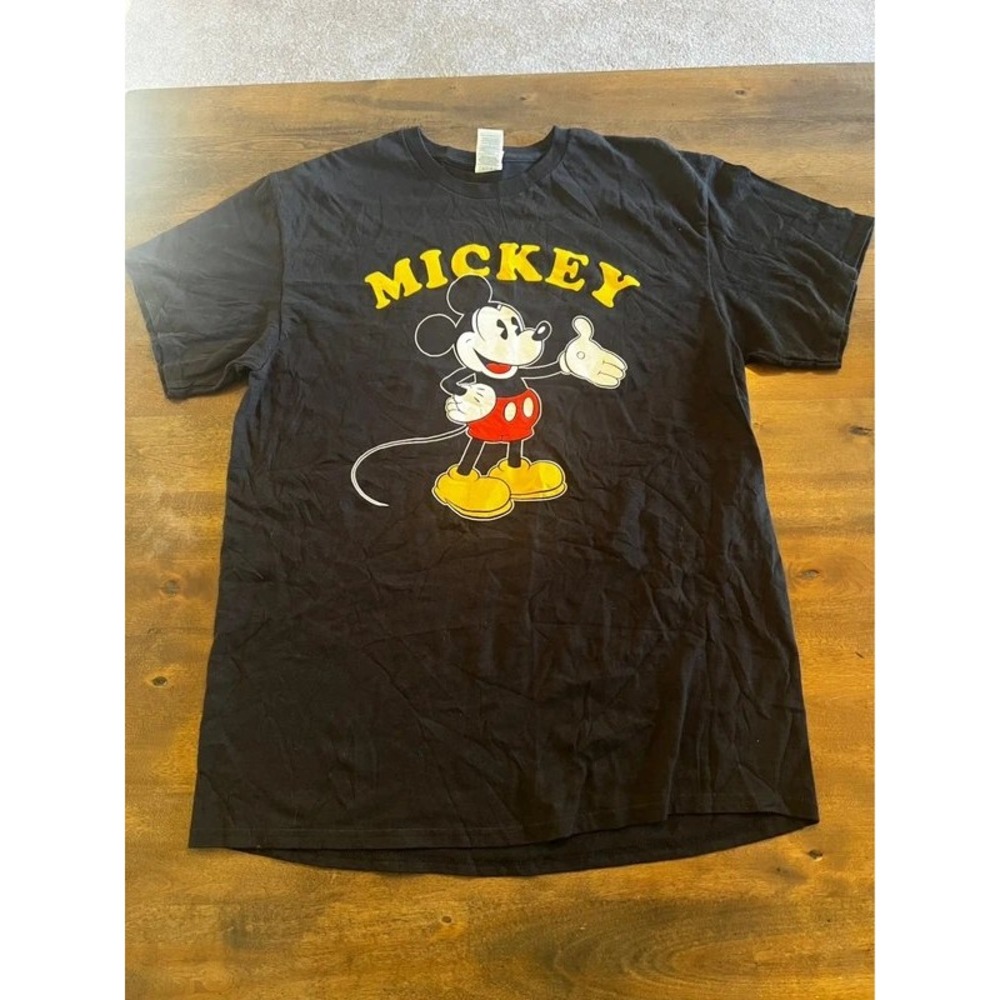 Disney Mickey Mouse Graphic T-Shirt Mens Large Black Delta Pro Weight Tee